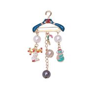 Broche de Noël à suspendre avec perle et renne, bonhomme de neige, bijou pour décoration de fête, Noël, décoration de fête de Noël, broche classique pour fête, danse, banquet, Métal, Zircone cubique