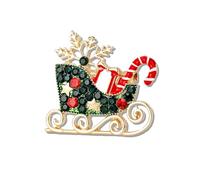 Broche de Noël brillante cadeaux traîneau arbre de Noël sucre d'orge bottes de Noël bottes de Noël gants rouges avec strass et décoration en cristal bijoux mode vintage cadeau de Noël, Medium, Acier