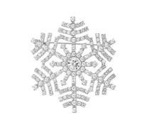 Broche de Noël délicate en forme de flocon de neige avec strass pour femmes et filles - Fleur d'hiver en cristal - Accessoires de décoration festive - Collection cadeau de Noël, Métal, Zircone cubique