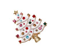 Broche de Noël élégante avec strass - Beau sapin de Noël - Bonhomme de neige - Broche pour femme - Décoration en strass - Unisexe, taille unique, Comme décrit