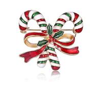 Broche de Noël en forme de canne à sucre d'orge pour femme avec strass et cristal - Accessoires de vêtements d'hiver de Noël - Bijoux cadeaux, Medium, Acier allié, Pas de gemme