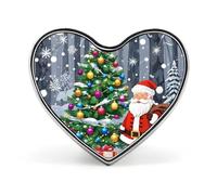 Broche de Noël en forme de cœur avec le Père Noël - Idéale pour les sacs à dos ou les revers de veste - Parfaite pour la Saint-Valentin ou un anniversaire.