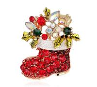 Broche de Noël en strass pour femmes et filles - Zircone cubique colorée - Père Noël, bonhomme de neige, grelottes, bijoux pour Noël, Nouvel An, décoration de fête, accessoires de costume, métal