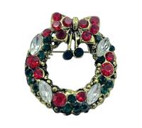Broche de Noël étincelante et ludique - Jolie broche élégante - Texture en alliage - Pour déguisement de fête et cadeau - Broche vintage en strass, taille unique, Comme décrit