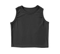 Broche de Noël Femme Fille Débardeurs Enfants Athlétique Débardeur Tricoté Côtelé Col Haut Crop Tops pour Gym Yoga Chemise Fille 92, Noir , 7-8 ans