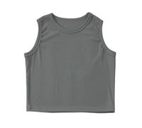 Broche de Noël Femme Fille Débardeurs Enfants Athlétique Débardeur Tricoté Côtelé Col Haut Crop Tops pour Gym Yoga Chemise Fille 92, gris, 11-12 ans
