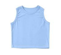 Broche de Noël Femme Fille Débardeurs Enfants Athlétique Débardeur Tricoté Côtelé Col Haut Crop Tops pour Gym Yoga Chemise Fille 92, bleu clair, 11-12 ans