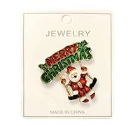 Broche de Noël mignon vieil homme arbre de Noël décoration goutte à goutte Badge accessoires personnalisé vêtements sac bijoux broche cadeau accessoire collège (Red, One Size)