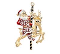 Broche de Noël pour femme avec strass et émail Père Noël, dessin animé, bonhomme de neige, bijoux de Noël, Medium, Métal, Zircon cubique