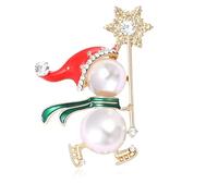 Broche de Noël pour femme avec strass et émail Père Noël, dessin animé, bonhomme de neige, bijoux de Noël, Medium, Métal, Zircon cubique
