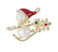 Broche de Noël pour femme avec strass et émail Père Noël, dessin animé, bonhomme de neige, bijoux de Noël, Medium, Métal, Zircon cubique