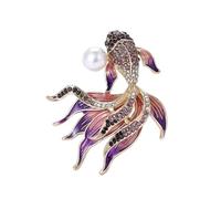 Broche de pêche en or avec strass uniques - Accessoire de mode délicat - Portable - Pour vêtements et sacs - Décoration décontractée - Style chinois, taille unique, Comme décrit