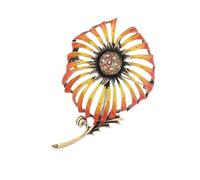 Broche De Pissenlit Jaune Mandarine Accessoire Floral Plaqué Or Détails En D'inspiration Vintage Motifs Feuilles Bijoux Déclaration Florale Pour Femmes