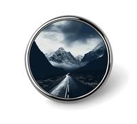 Broche de revers Dark Road to Mountains pour homme, oiseau perché sur un rocher, broche tendance - Badges en émail mignons, épingle en alliage d'aluminium pour chapeaux, chemises, sacs, vestes et acce