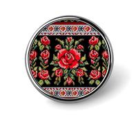 Broche de revers rose de style broderie ukrainienne pour homme, broche de mode en cellule nerveuse bleue - Badges en émail mignons, épingle en métal en alliage d'aluminium pour chapeaux, chemises, sac