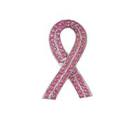 Broche de Ruban de de Sensibilisation Au Cancer du Sein avec Strass Rose,Badge Pin Plaqué Argent,Epingles en forme de ruban rose pour la sensibilisation au cancer du sein,Accessoire de Vêtements