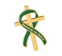 Broche de ruban ton, insigne de revers en alliage avec Forever in Our Hearts, détail pour les services commémoratifs et les événements, insigne de revers religieux, épingle de service du Souvenir, de