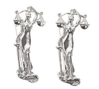 Broche de Sculpture Grecque Antique en Alliage, 2 Pièces, Argenté | Accessoire de Costume Polyvalent, Symbole de Justice ’équité, pour Cocktail ou Réunions Importantes