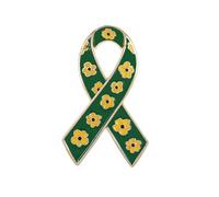 Broche de sensibilisation à la paralysie cérébrale en émail vert plaqué or pour les troubles bipolaires de la santé mentale, don d'organes, cancer du foie, cadeau de collecte de fonds (marguerites)