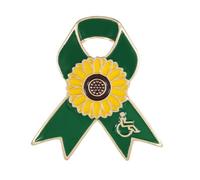 Broche de sensibilisation à la paralysie cérébrale en émail vert plaqué or pour les troubles bipolaires de la santé mentale, don d'organes, cancer du foie, cadeau de collecte de fonds (marguerite)