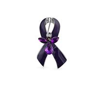 Broche De Sensibilisation Au Cancer De L'Ange Gardien - Jaune Violet Rouge Blanc Rose Émail Cristal - Symbole De Soutien Et De Survie Pour Les Femmes Plaqué Argent