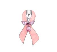 Broche De Sensibilisation Au Cancer De L'Ange Gardien - Jaune Violet Rouge Blanc Rose Émail Cristal - Symbole De Soutien Et De Survie Pour Les Femmes Plaqué Argent