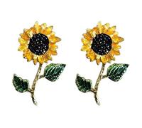 Broche de tournesol épingle de fleur cristalline bijoux strass floraux brillants pour vêtements 2pcs..