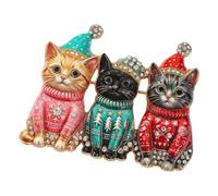 Broche de vacances brillante Broche de chat de Noël, A