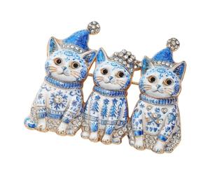 Broche de vacances pour amoureux des chats, trio de Noël, B