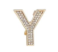 Broche décorative, broche initiale en cristal, plaqué or, émail coloré, lettres de l'alphabet, broche de poitrine, bijoux à offrir (Y)