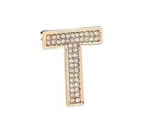 Broche décorative, broche initiale en cristal, plaqué or, émail coloré, lettres de l'alphabet, broche de poitrine, bijoux à offrir (T)