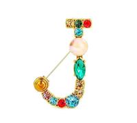 Broche décorative, broche initiale en cristal, plaqué or, émail coloré, lettres de l'alphabet, broche de poitrine, bijoux à offrir. (J)