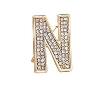 Broche décorative, broche initiale en cristal, plaqué or, émail coloré, lettres de l'alphabet, broche de poitrine, bijoux à offrir (N)