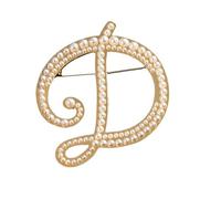 Broche décorative, broche initiale en cristal, plaqué or, émail coloré, lettres de l'alphabet, broche de poitrine, bijoux à offrir (D)