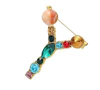 Broche décorative, broche initiale en cristal, plaqué or, émail coloré, lettres de l'alphabet, broche de poitrine, bijoux à offrir. (Y)