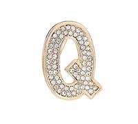 Broche décorative, broche initiale en cristal, plaqué or, émail coloré, lettres de l'alphabet, broche de poitrine, bijoux à offrir (Q)