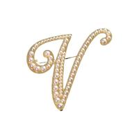 Broche décorative, broche initiale en cristal, plaqué or, émail coloré, lettres de l'alphabet, broche de poitrine, bijoux à offrir (V)