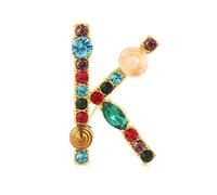 Broche décorative, broche initiale en cristal, plaqué or, émail coloré, lettres de l'alphabet, broche de poitrine, bijoux à offrir. (K)