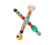 Broche décorative, broche initiale en cristal, plaqué or, émail coloré, lettres de l'alphabet, broche de poitrine, bijoux à offrir. (W)