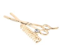 Broche Décorative Coiffeur Peigne et Ciseaux, Pin Style Or | Décoration Vêtement de Travail, Tenue Professionnelle, pour Chapeaux et Vestes, Design Détaillé, Personnalisation