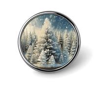 Broche décorative de Noël « Pays des merveilles enneigées » avec sapin, à porter au revers ou à la cravate. Idéale pour chapeaux, vestes et chemises.