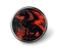Broche décorative en alliage d'aluminium représentant un dragon noir flamboyant aux ailes lumineuses et à la lune scintillante, idéale pour vestes, sacs à dos, chapeaux et chemises. Accessoire élé en