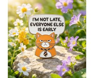 Broche décorative en émail avec citation en forme de chat tigré orange grincheux pour vestes, sacs à dos, chapeaux et sacs
