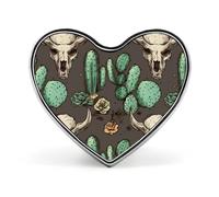 Broche décorative en forme de crâne de taureau et de cactus mignon. Cette broche ronde en émail et métal est idéale pour décorer chapeaux, chemises, vêtements et sacs.
