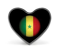 Broche décorative en métal en forme de cœur, drapeau de l'équipe de football du Sénégal, à accrocher à un chapeau, un sac à dos ou un vêtement.