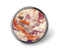 Broche décorative « Femme avec des ailes », épinglette tendance pour femmes et hommes, badge amusant pour costumes, vêtements, vestes, chapeaux, sacs à dos, sacs à main, accessoires de sac - Ronde