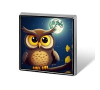Broche décorative hibou et lune jaune, épinglette tendance pour femmes et hommes, insigne de revers, broche amusante pour costumes, vêtements, vestes, chapeaux, sacs à dos, sacs à main, accessoires