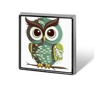 Broche décorative hibou vert mignon de style dessin animé, épinglette tendance pour femmes et hommes, badge de revers, broche amusante pour costumes, vêtements, vestes, chapeaux, sacs à dos, sacs à