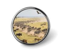 Broche décorative mignonne représentant la migration des animaux des prairies, idéale pour décorer un sac à dos, une veste, une chemise ou un costume. Cette broche ronde est parfaite pour les hommes