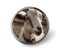 Broche décorative mignonne représentant une chèvre sur une colline, idéale pour décorer un sac à dos, un costume ou un chapeau. Cette broche ronde est parfaite pour les hommes et les femmes. Elle es